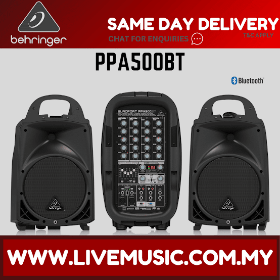Behringer Europort PPA500BT Portable PA System Set With Speaker Stand ( PPA-500BT / PPA 500BT )