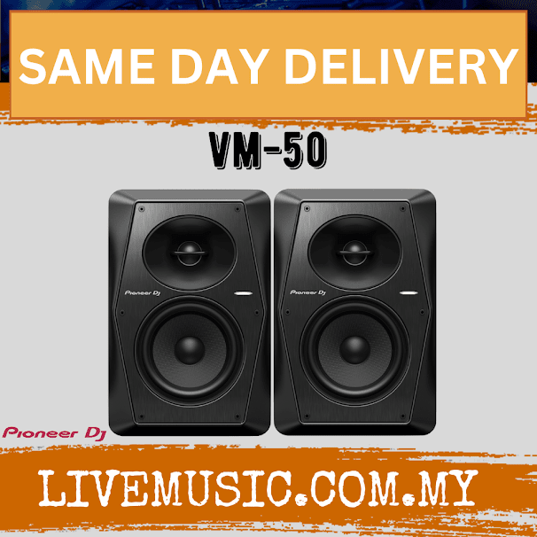 Pioneer DJ VM-50 2-Way Active Studio Monitor with Monitor Stand And Isolation Pads, Pair - Black ( VM50 / VM 50 )
