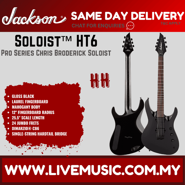 Jackson Pro Series Signature Chris Broderick Soloist HT6 Electric Guitar, Laurel FB, Gloss Black