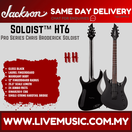 Jackson Pro Series Signature Chris Broderick Soloist HT6 Electric Guitar, Laurel FB, Gloss Black