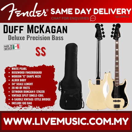 Fender Duff Mckagan Signature Deluxe Precision Bass Guitar, Rosewood Fretboard - White Pearl