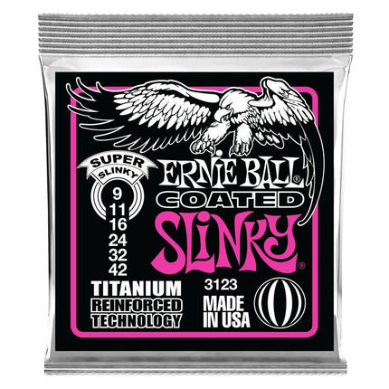 Ernie Ball 3123 Electric Guitar Strings Coated Super Slinky Titanium RPS (9-42/EB3123)
