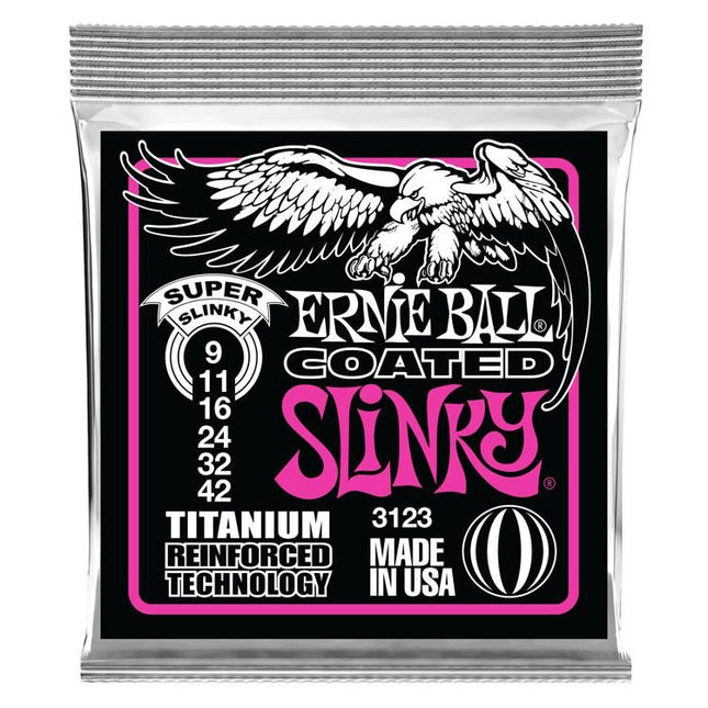 Ernie Ball 3123 Electric Guitar Strings Coated Super Slinky Titanium RPS (9-42/EB3123)