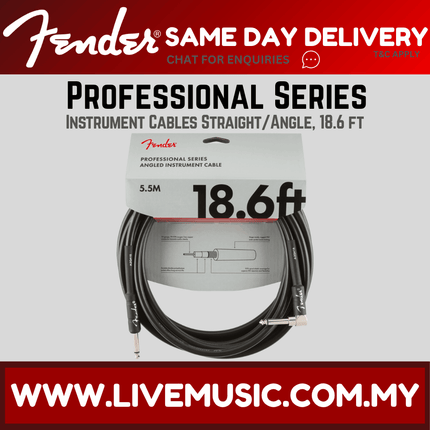 Fender Professional Series Angled Instrument Cable, 18.6ft - Black