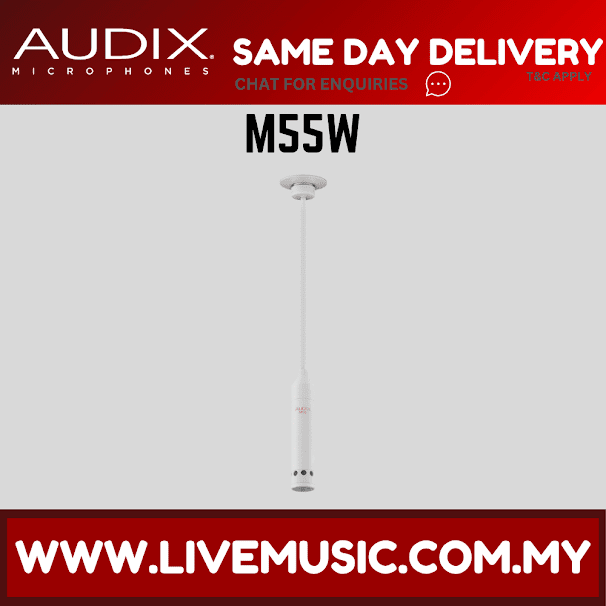 Audix M55W Cardioid Hanging Ceiling Microphone with Height Adjustment - White (M55 W /M55-W)