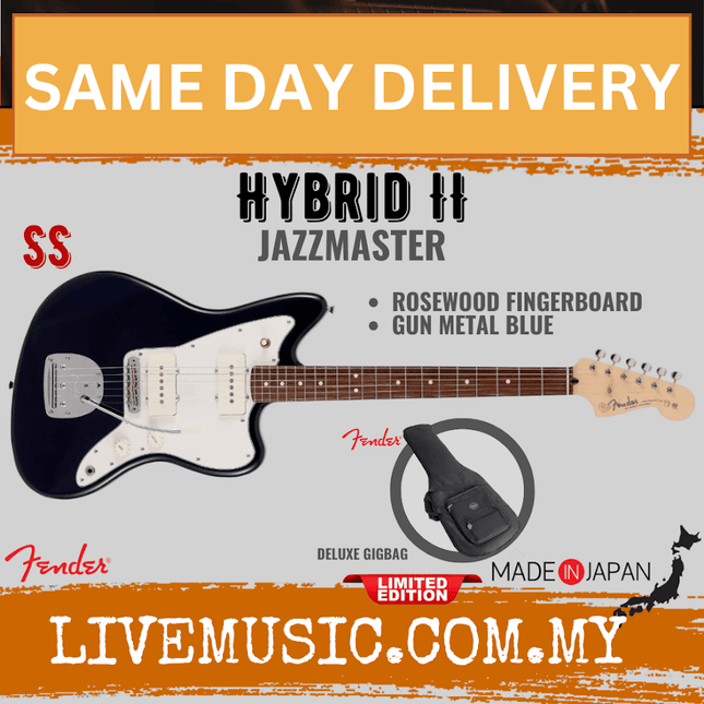 Fender Japan Hybrid II Jazzmaster Electric Guitar, RW Fretboard - Gun Metal Blue