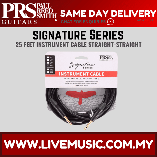 PRS Signature Instrument Cable, Straight/Straight - 25ft