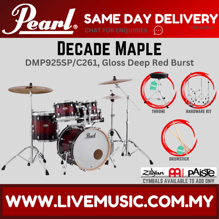 Pearl Decade Maple DMP925SP/C 5-Piece Drum Set with Hardware, Drumstick & Throne Without Cymbal Set ( NO CYMBAL )