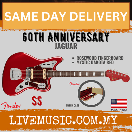 Fender 60th Anniversary Jaguar Electric Guitar, Mystic Dakota Red
