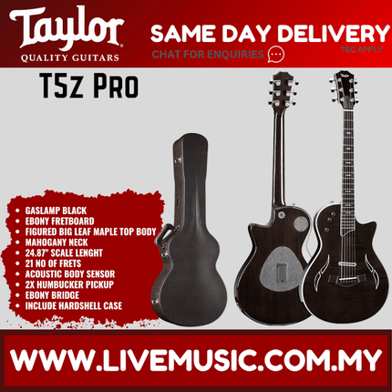 Taylor T5z Pro Electric Guitar w/Case, Gaslamp Black
