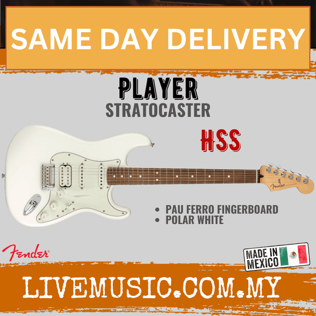 Fender Player HSS Stratocaster Electric Guitar, Pau Ferro Fretboard - Polar White