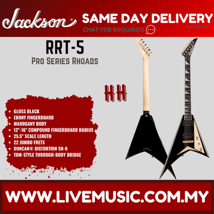 Jackson Pro Series Rhoads RRT5 Electric Guitar - Gloss Black (RRT-5/RRT 5)