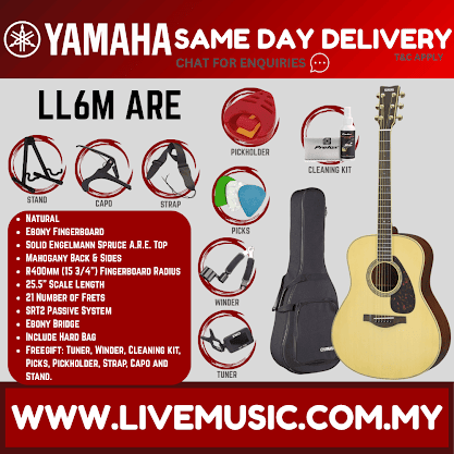 Yamaha LL6M ARE Original Jumbo Acoustic-Electric Guitar with Hard Bag - Natural ( LL6M-ARE )