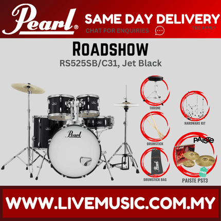 Pearl Roadshow RS525SB/C Drum Set with Paiste PST3 Cymbal set, Drum Throne