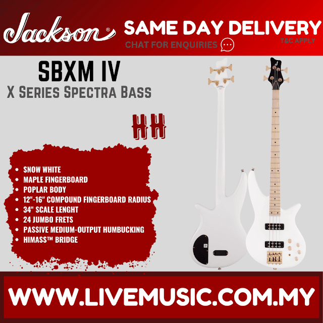 Jackson X Series Spectra SBXM IV 4-String Bass Guitar, Maple Fretboard - Snow White