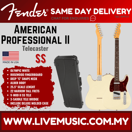 Fender American Professional II Telecaster Electric Guitar, Rosewood Fretboard - Olympic White