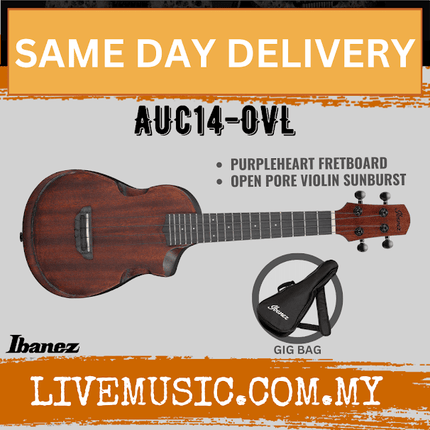 Ibanez AUC14-OVL Concert Ukulele with Bag - Open Pore Violin Sunburst (AUC14 OVL/AUC14OVL)