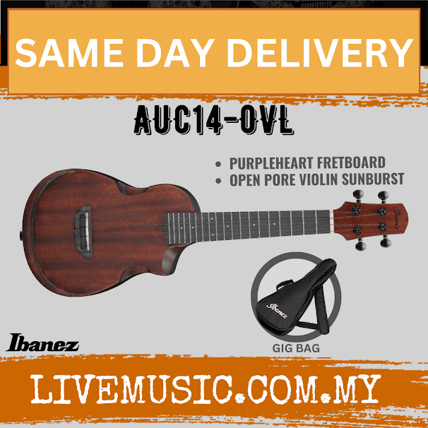 Ibanez AUC14-OVL Concert Ukulele with Bag - Open Pore Violin Sunburst (AUC14 OVL/AUC14OVL)