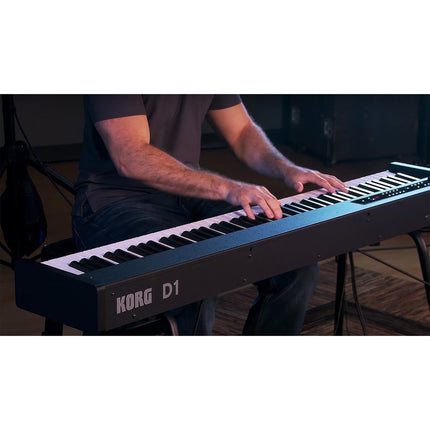 Korg D1 88-Keys Digital Piano With Note Stand and Adapter-Black (D-1)