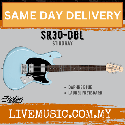 Sterling SR30 Stingray 6-String Electric Guitar Laurel Fretboard - Daphne Blue (SR-30/SR 30)