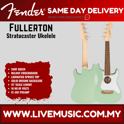 Fender Fullerton Stratocaster Ukulele, Surf Green