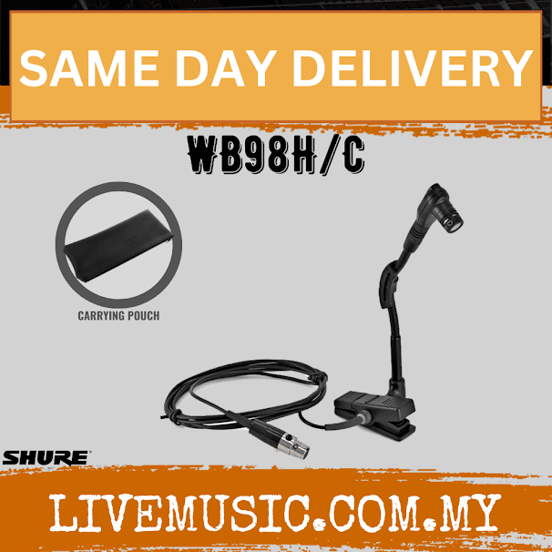 Shure WB98H/C Cardioid Clip-on Instrument Microphone for Shure Wireless (WB98HC/ WB 98H/C)