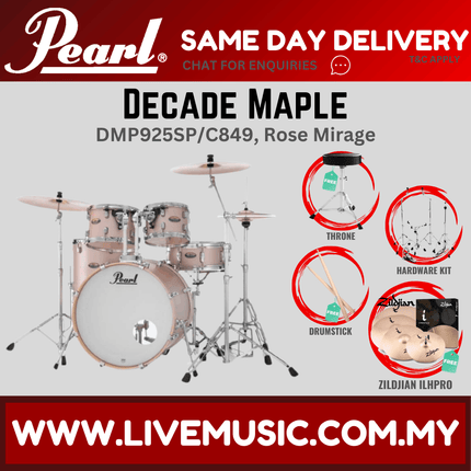 Pearl Decade Maple DMP925SP/C 5-Piece Drum Set with Zildjian ILHPRO Cymbals Set and Hardware
