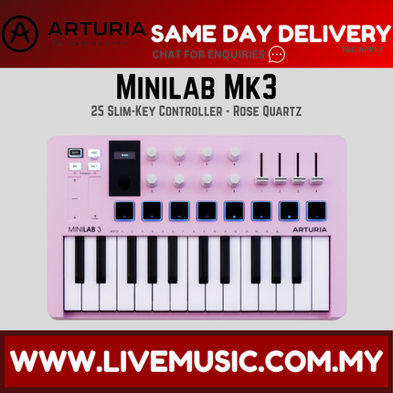 Arturia Minilab Mk3 25 Slim-Key Controller, Rose Quartz (Minilab MK3 / Minilab3)