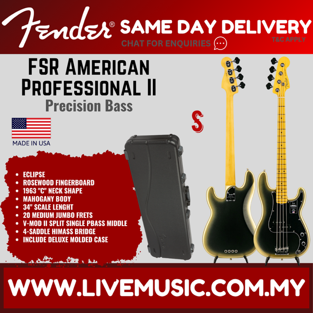 Fender FSR American Professional II Precision Bass set with Eclipse finishes and case