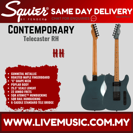 Squier Contemporary Telecaster Electric Guitar, Roasted Maple Fretboard - Gunmetal Metallic