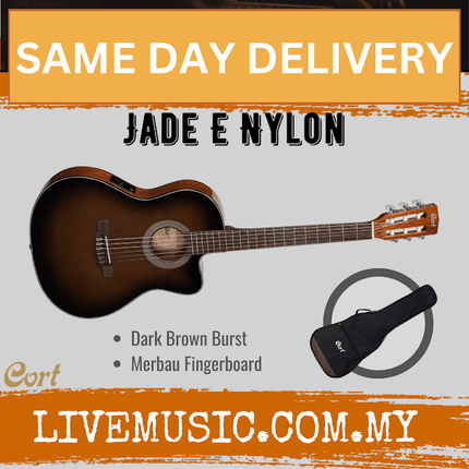 Cort Jade E Nylon Classical-Electric Guitar with Gig Bag - Dark Brown Burst (Jade-E/Jade)