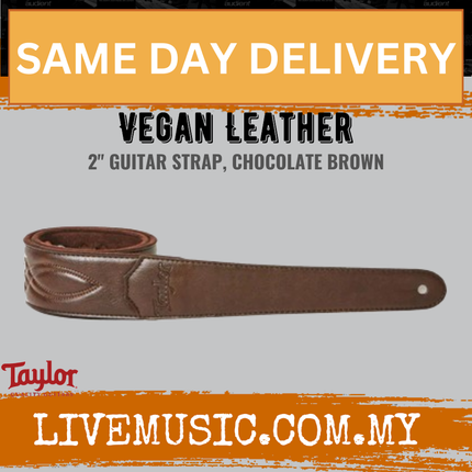Taylor Vegan Leather Guitar Strap, Chocolate Brown, 2inch