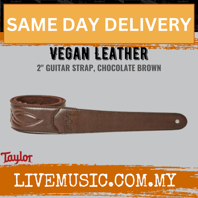 Taylor Vegan Leather Guitar Strap, Chocolate Brown, 2inch