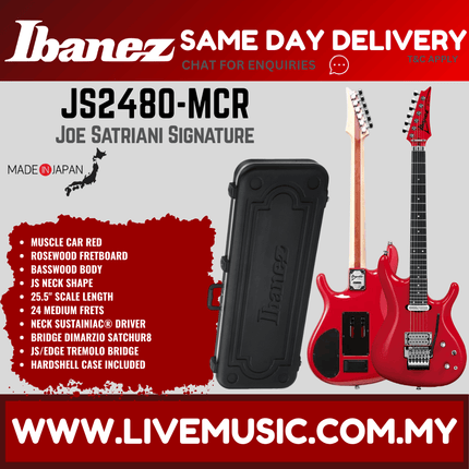 Ibanez JS2480 Joe Satriani Signature Electric Guitar with Case -  Muscle Car Red (JS2480-MCR)