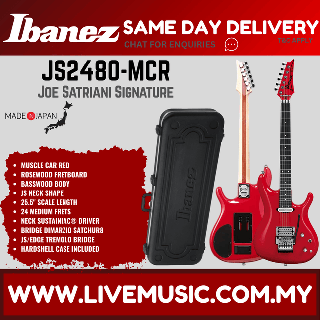 Ibanez JS2480 Joe Satriani Signature Electric Guitar with Case -  Muscle Car Red (JS2480-MCR)