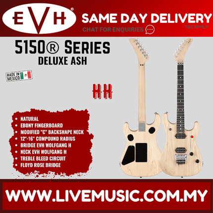EVH 5150 Series Deluxe Ash Electric Guitar, Ebony FB, Natural