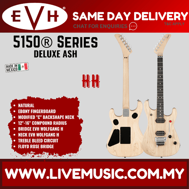 EVH 5150 Series Deluxe Ash Electric Guitar, Ebony FB, Natural