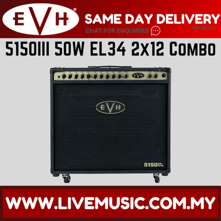 EVH 5150III 50W EL34 2x12 Combo Tube Guitar Amplifier, Black