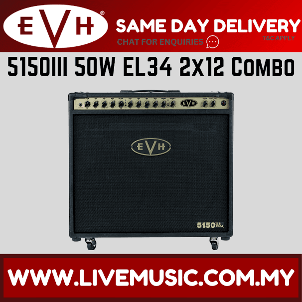 EVH 5150III 50W EL34 2x12 Combo Tube Guitar Amplifier, Black