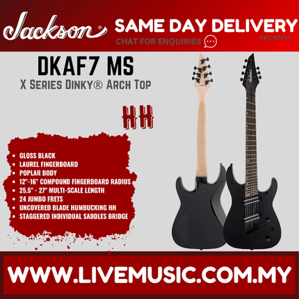 Jackson DKAF7 - X Series Dinky Arch Top Multi-Scale Electric Guitar - Gloss Black (DKA-F7/DKA F7)