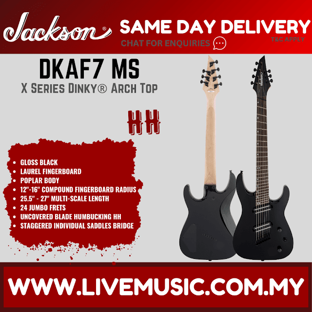 Jackson DKAF7 - X Series Dinky Arch Top Multi-Scale Electric Guitar - Gloss Black (DKA-F7/DKA F7)