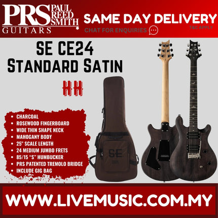 PRS SE CE24 Standard Satin Electric Guitar w/Bag,  Charcoal