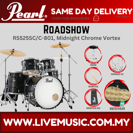 Pearl Roadshow RS525SB/C Drum Set with KDZS141620 Silent Cymbal set, Drum Throne
