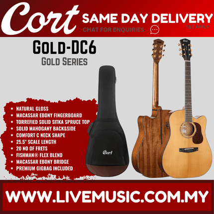 Cort Gold DC6 Acoustic Electric Guitar ( DC-6 / DC 6 )