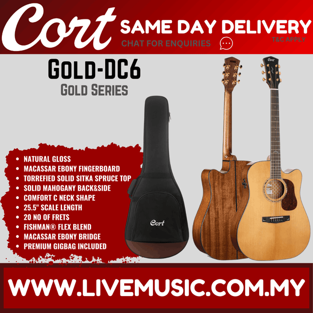 Cort Gold DC6 Acoustic Electric Guitar ( DC-6 / DC 6 )