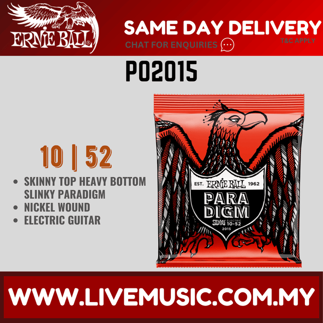 Ernie Ball 2015 Skinny Top Heavy Bottom Slinky Paradigm Electric Guitar Strings, 10-52 Gauge