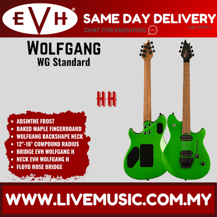 EVH Wolfgang WG Standard Electric Guitar, Baked Maple FB, Absinthe Frost