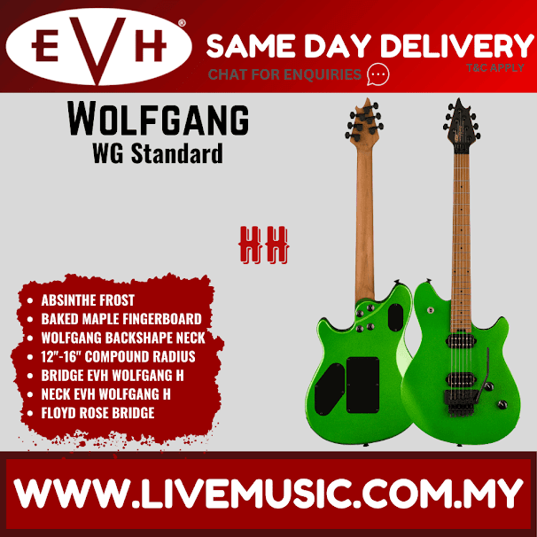 EVH Wolfgang WG Standard Electric Guitar, Baked Maple FB, Absinthe Frost