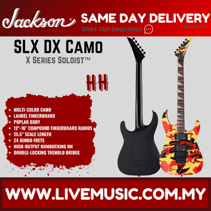 Jackson X Series Soloist SLX DX Camo Electric Guitar, Laurel FB, Multi-Color Camo