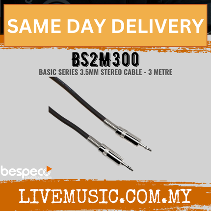 Bespeco BS2M300 3 Metres (3.5mm Stereo Jack – 3.5mm Stereo Jack)